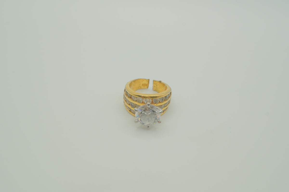 Multi-row channel-set solitaire ring