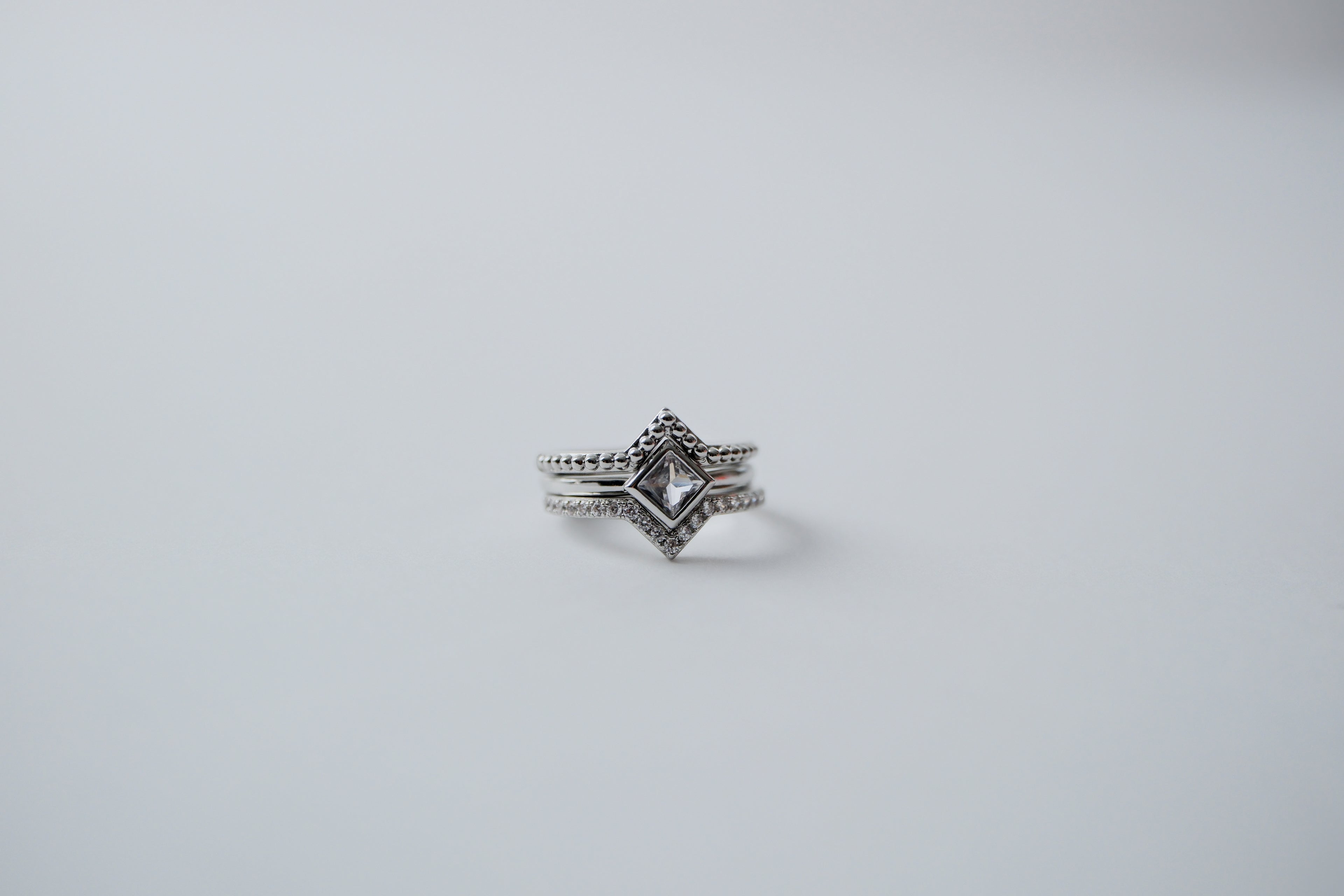 Diamond Cut Stacked Sterling Silver Rings