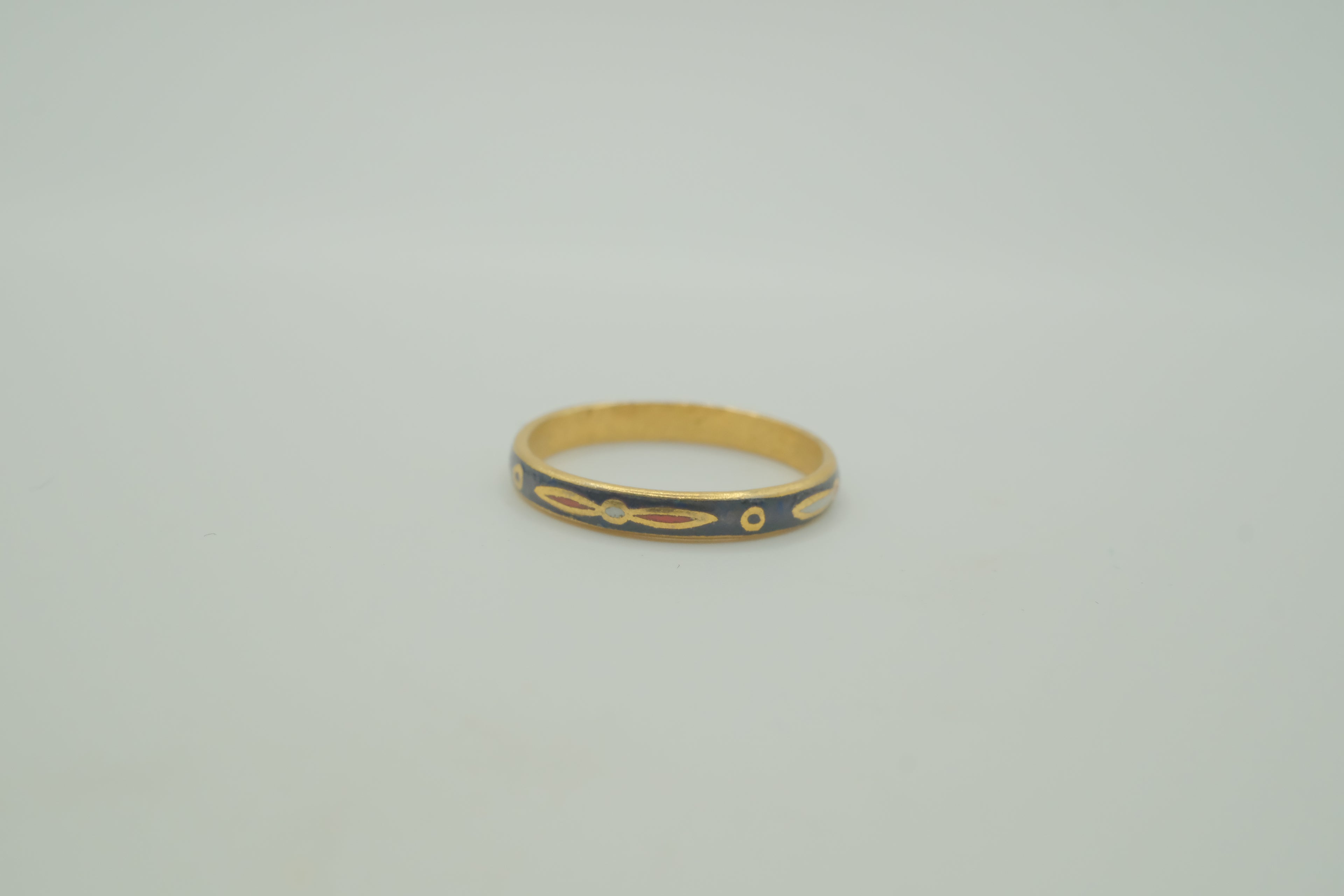 Vintage Blue cloisonné enamel band ring