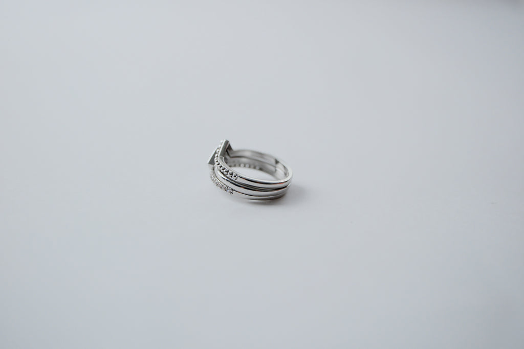 Diamond Cut Stacked Sterling Silver Rings