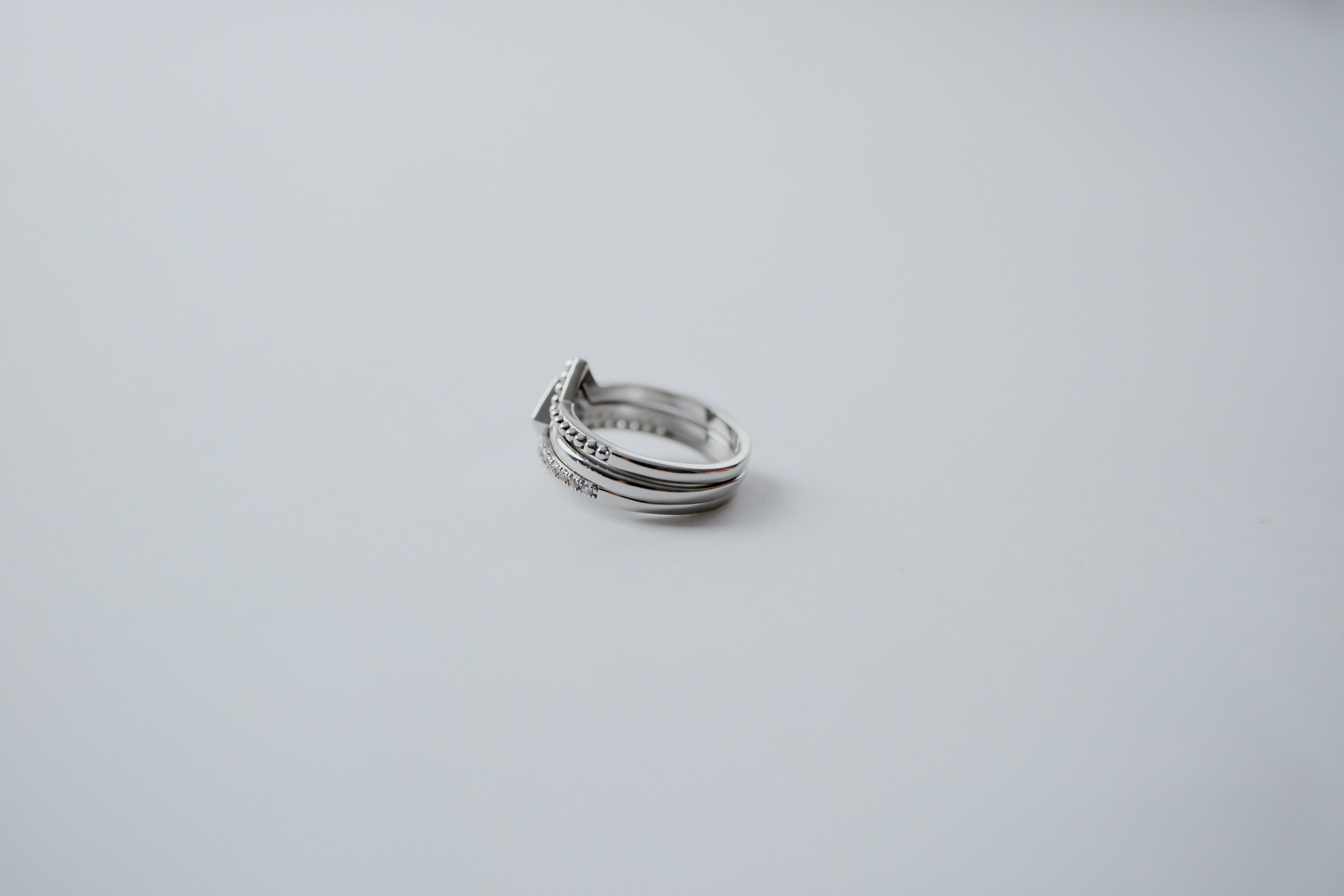 Diamond Cut Stacked Sterling Silver Rings