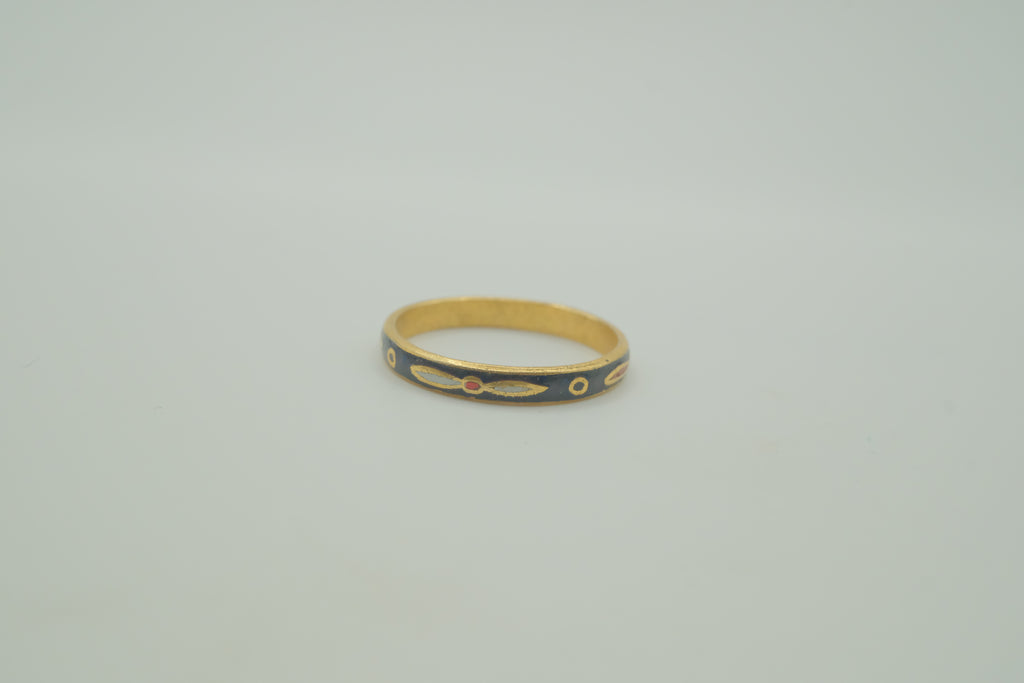 Vintage Blue cloisonné enamel band ring