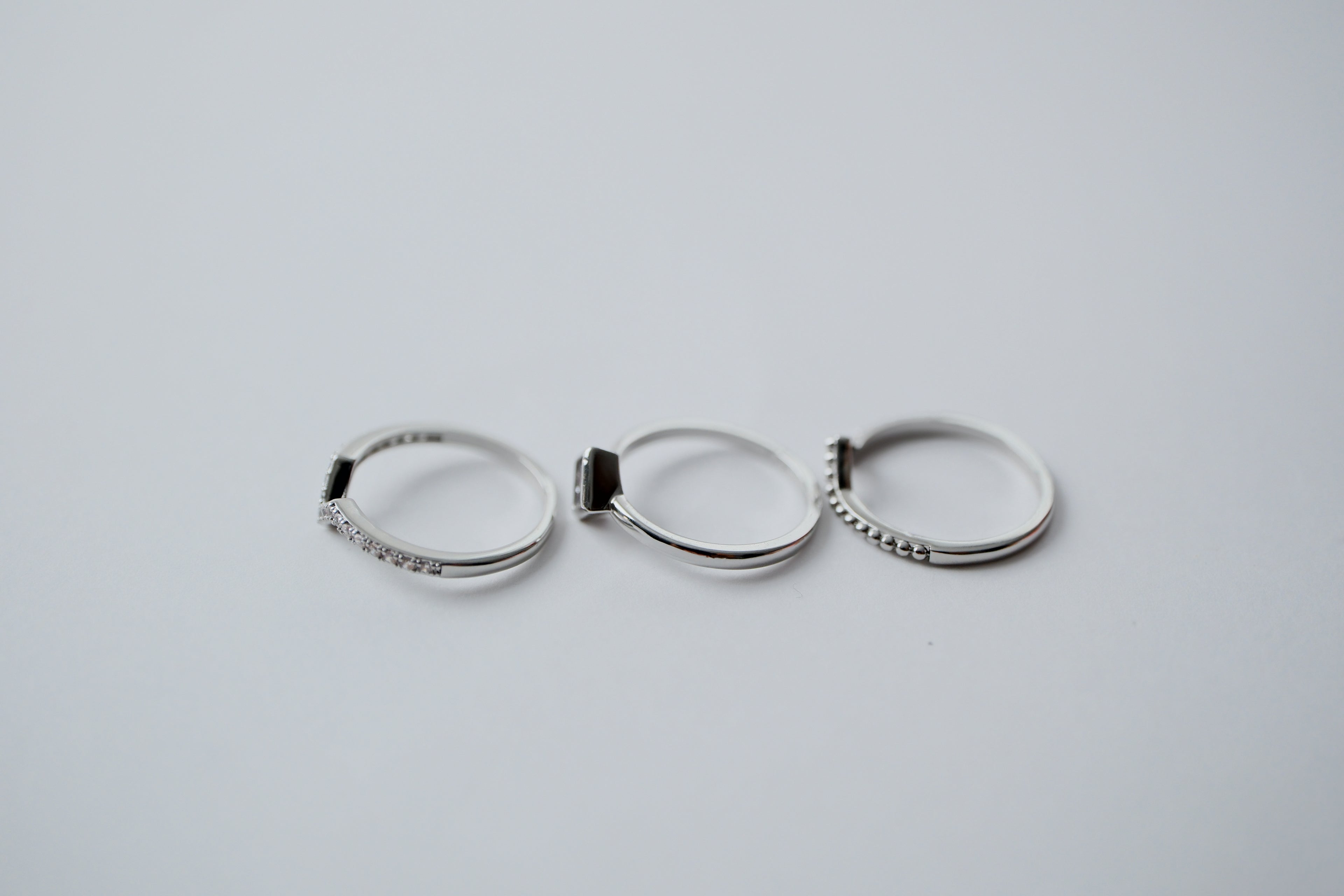Diamond Cut Stacked Sterling Silver Rings