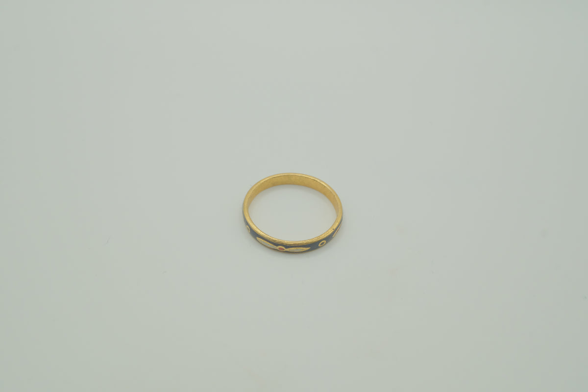Vintage Blue cloisonné enamel band ring