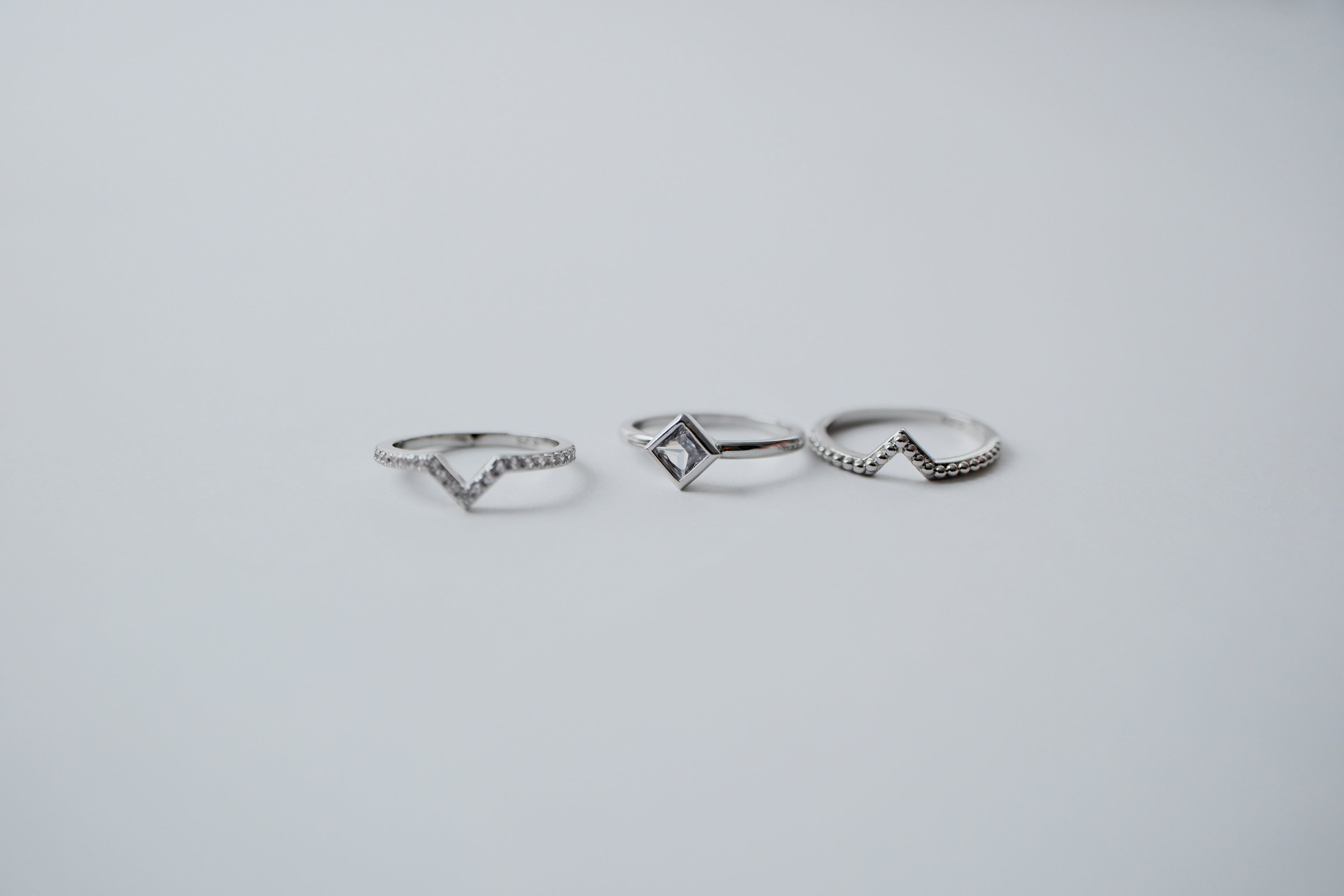 Diamond Cut Stacked Sterling Silver Rings