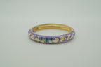 Vintage Purple cloisonné enamel floral hinged bangle bracelet