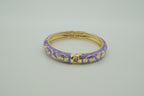 Vintage Purple cloisonné enamel floral hinged bangle bracelet