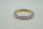 Vintage Purple cloisonné enamel floral hinged bangle bracelet