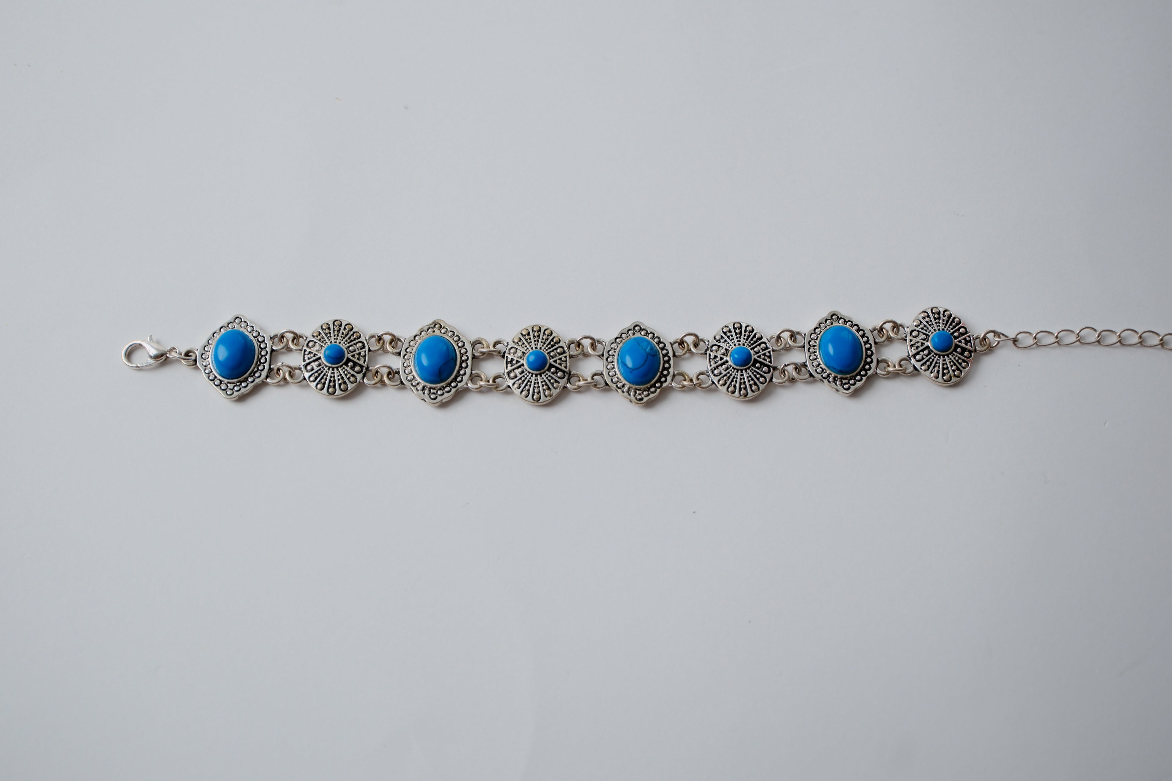 Faux Turquoise Silver Toned Bracelet