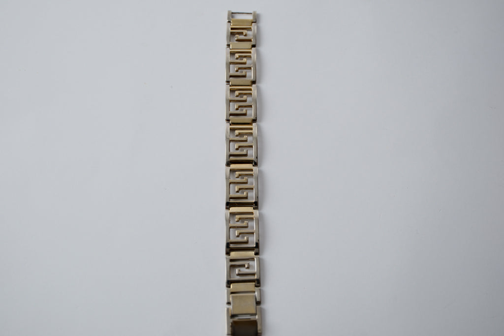 Two-tone Greek key pattern bracelet