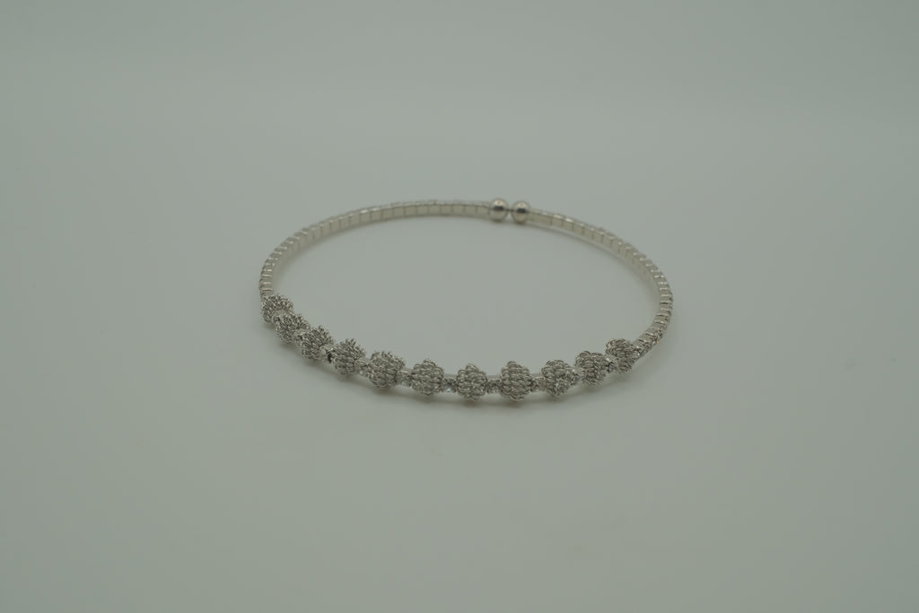 Silver stardust beaded memory wire cuff bracelet&nbsp;