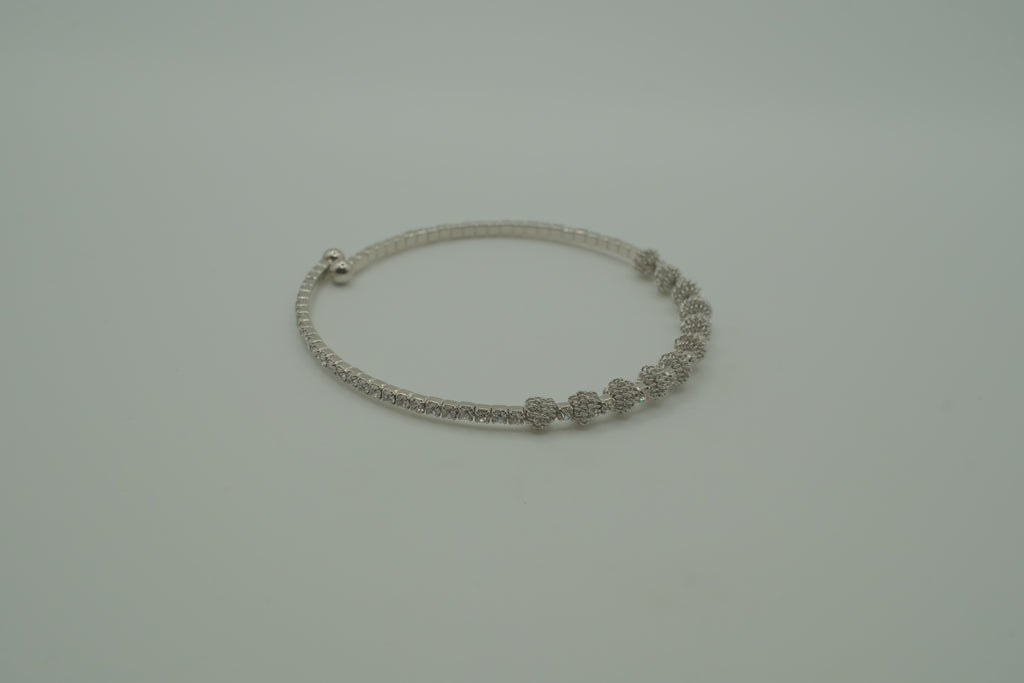 Silver stardust beaded memory wire cuff bracelet&nbsp;