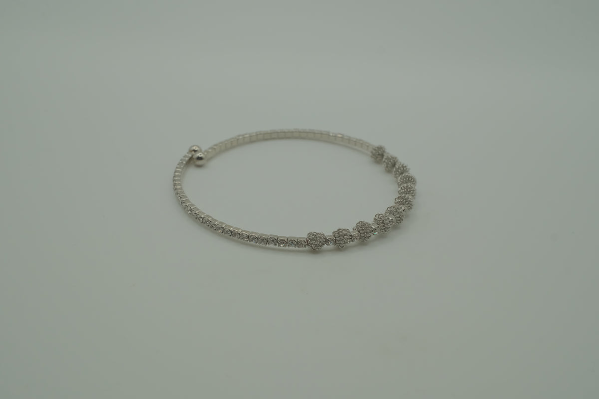 Silver stardust beaded memory wire cuff bracelet&nbsp;