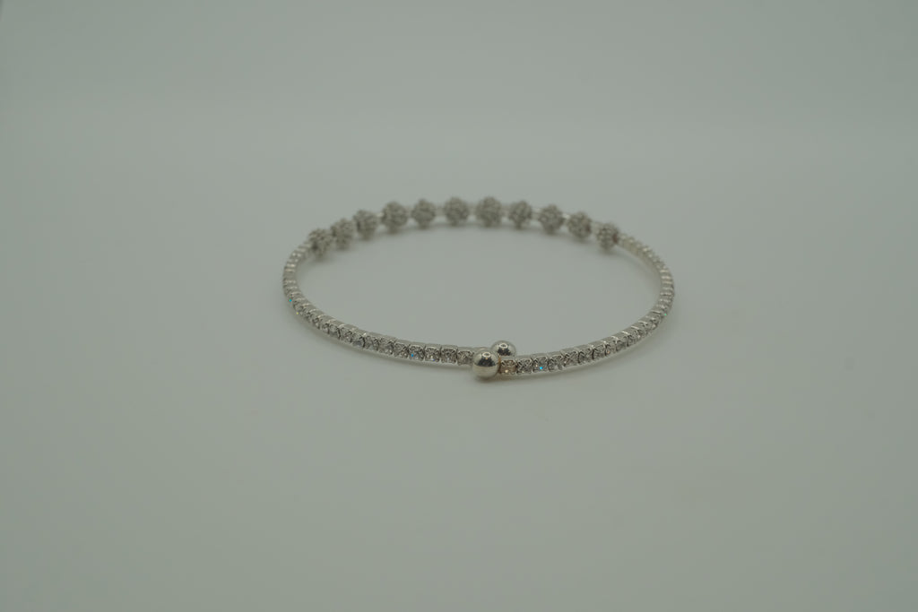 Silver stardust beaded memory wire cuff bracelet&nbsp;