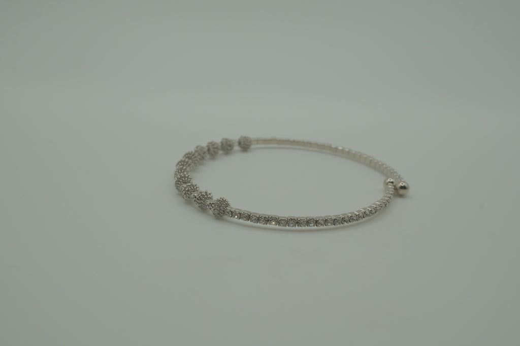 Silver stardust beaded memory wire cuff bracelet&nbsp;