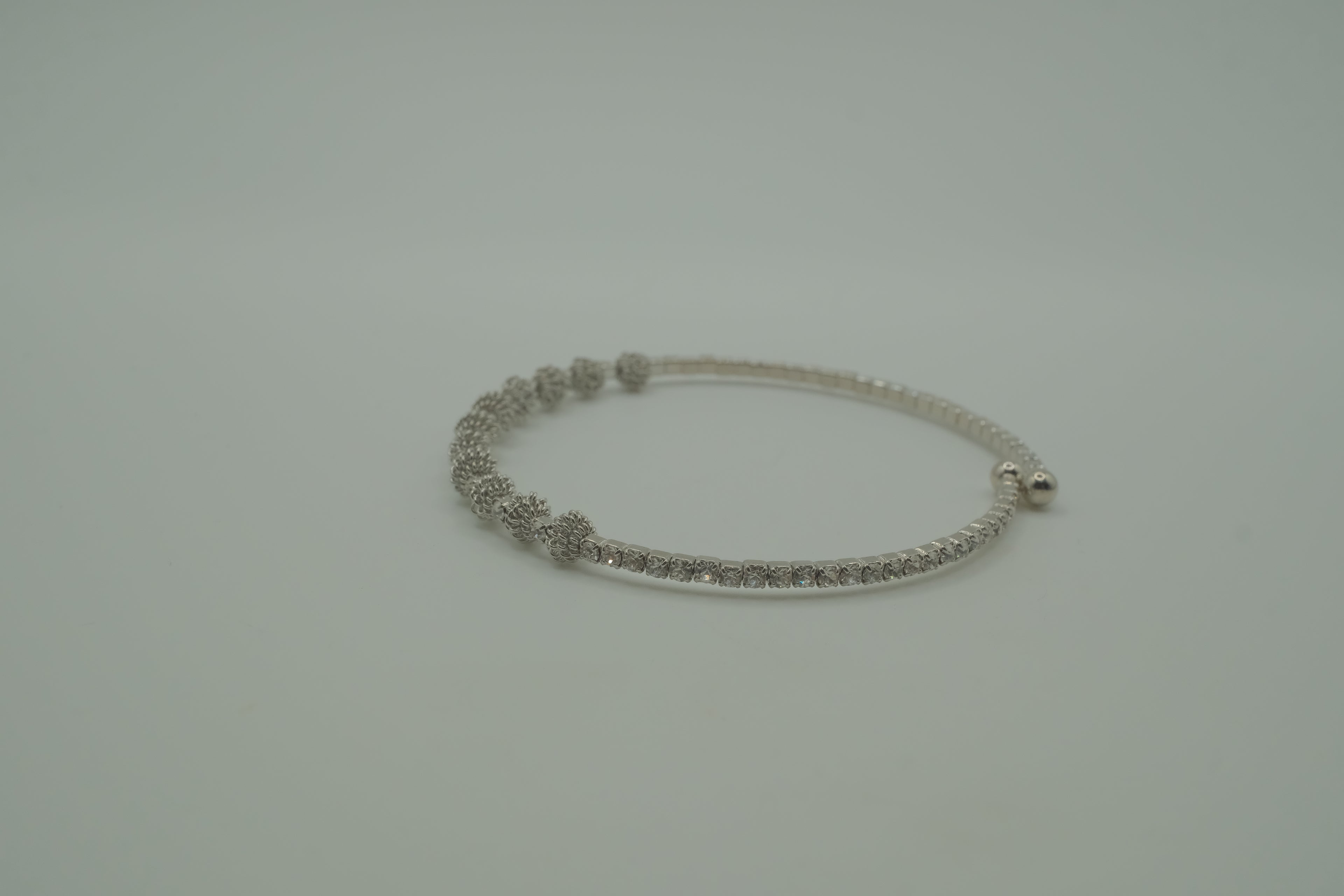 Silver stardust beaded memory wire cuff bracelet&nbsp;