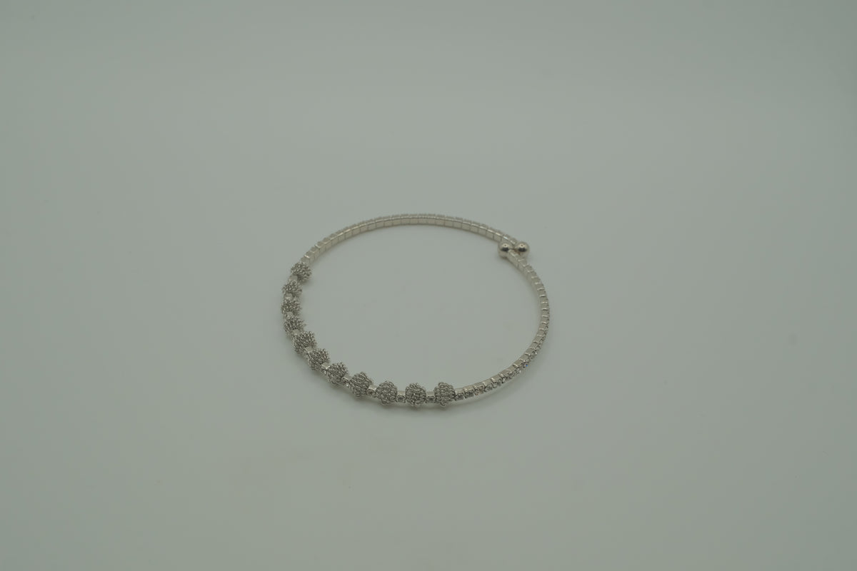 Silver stardust beaded memory wire cuff bracelet&nbsp;