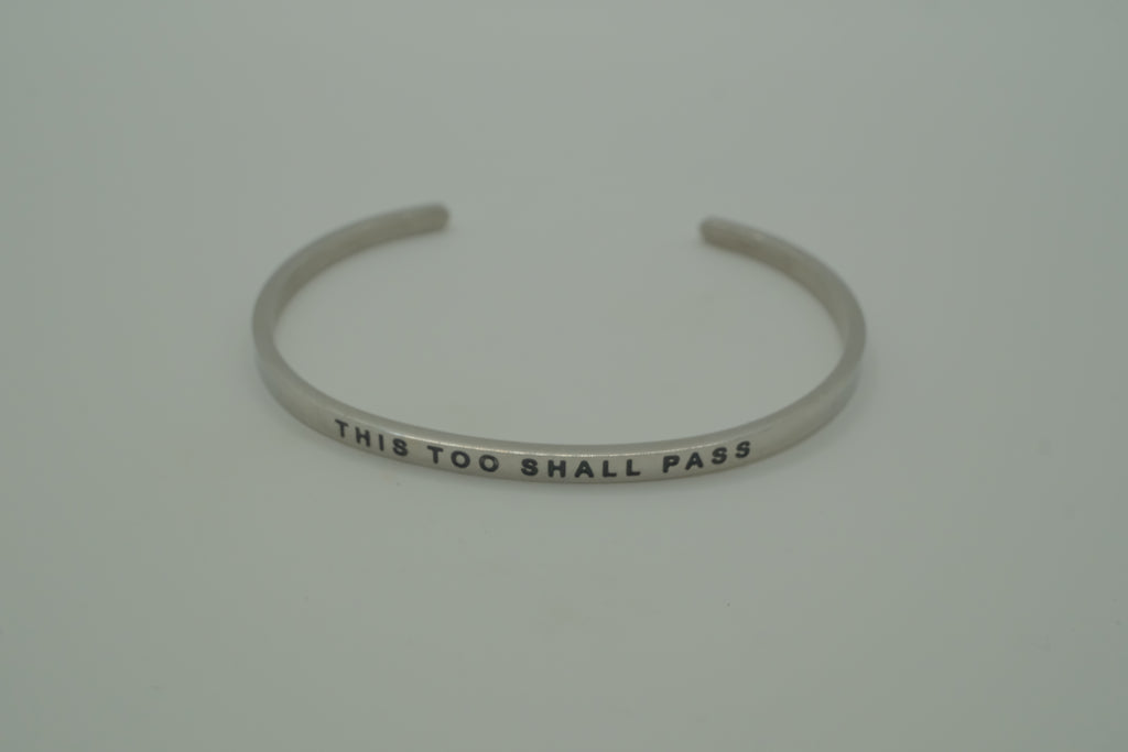 Silver cuff mantra bracelet