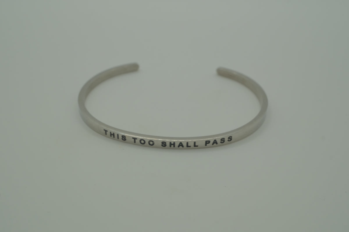Silver cuff mantra bracelet