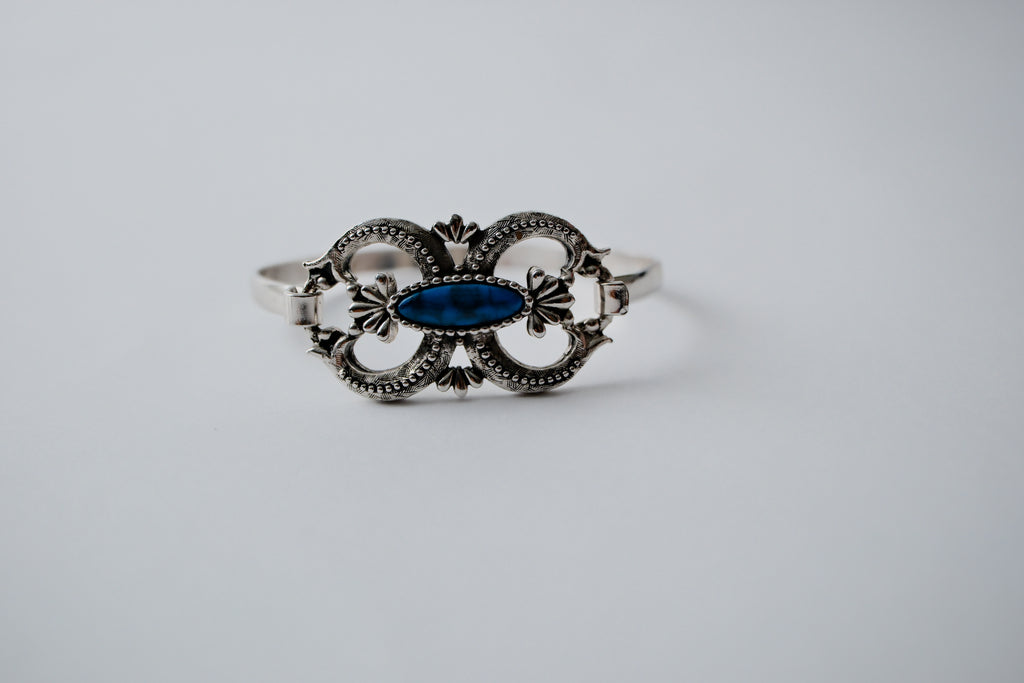 Blue Cloud design with faux turquoise and silvertone bangle