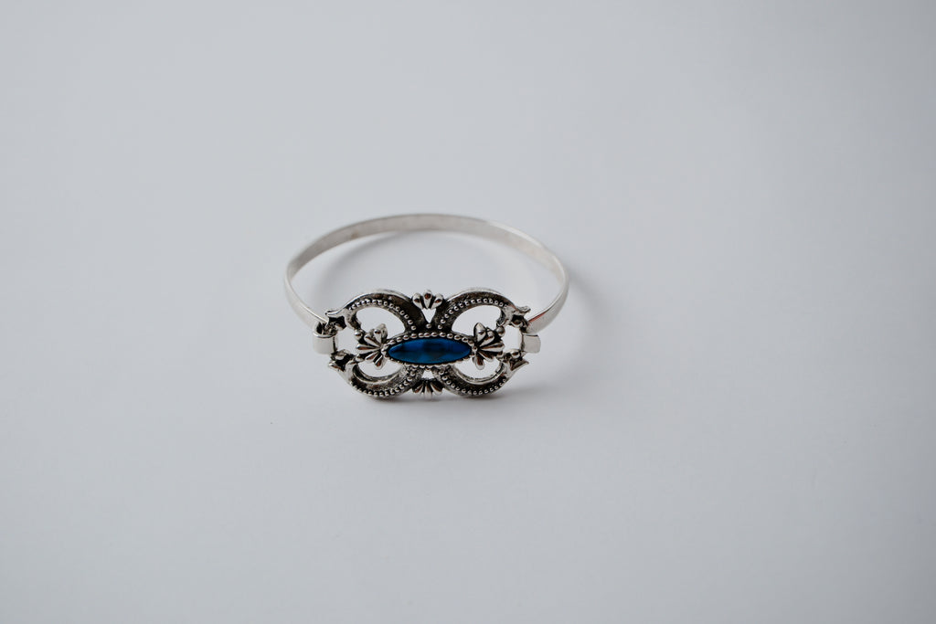 Blue Cloud design with faux turquoise and silvertone bangle