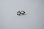 Silver Opal &amp; Cubic Zirconia Cluster Ear Studs