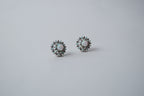 Silver Opal &amp; Cubic Zirconia Cluster Ear Studs