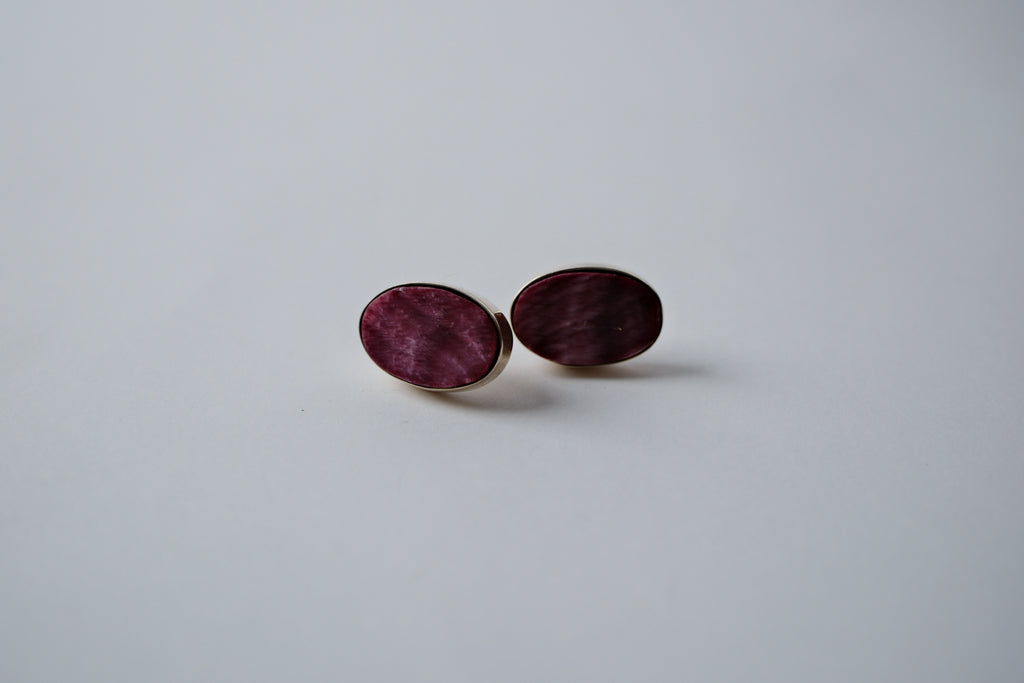 Purple spondylus and sterling silver stud Earrings