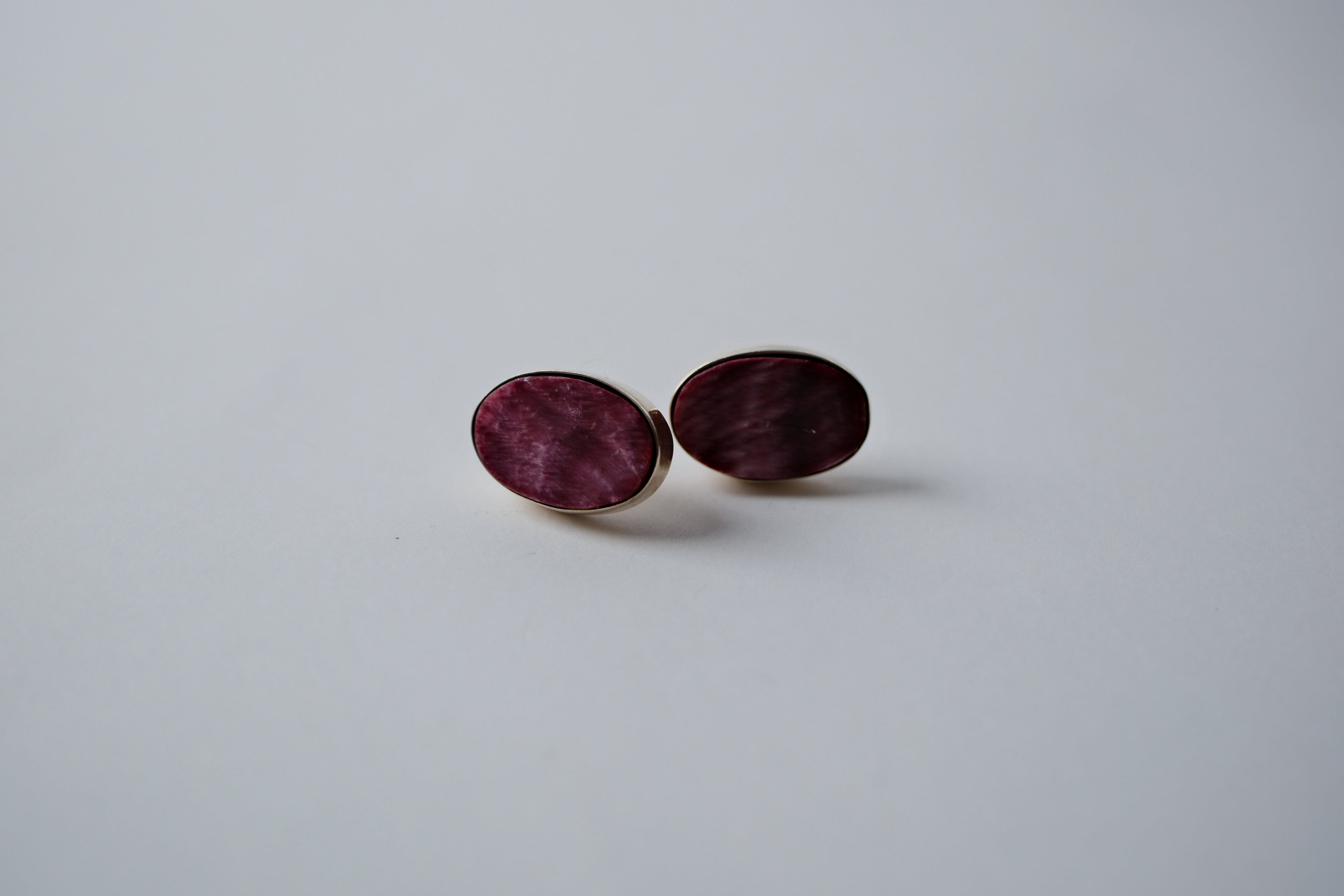 Purple spondylus and sterling silver stud Earrings