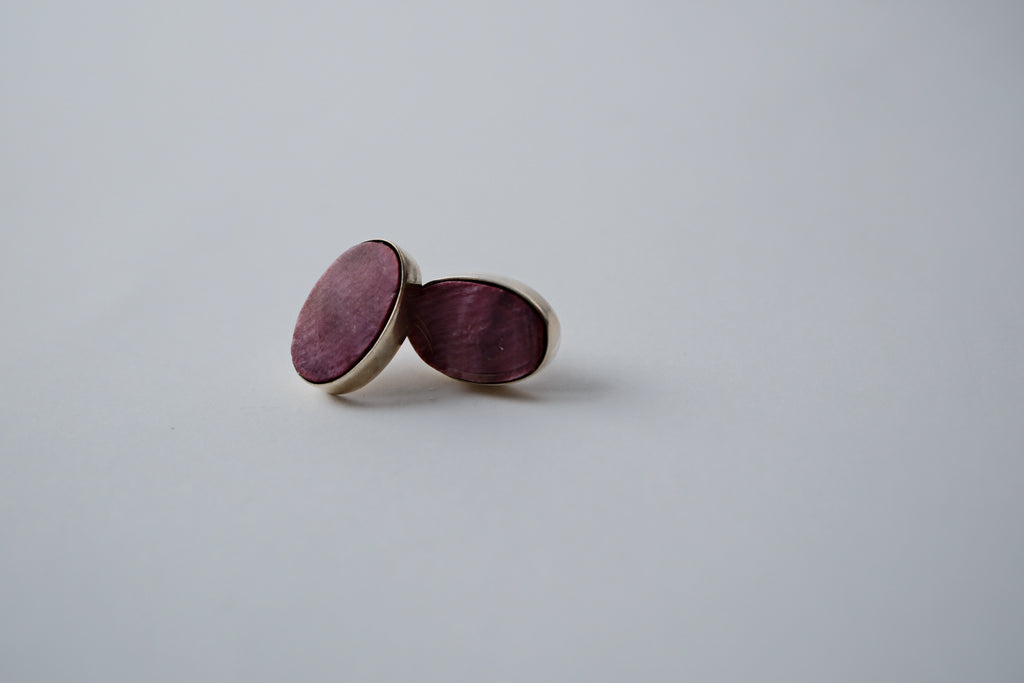 Purple spondylus and sterling silver stud Earrings