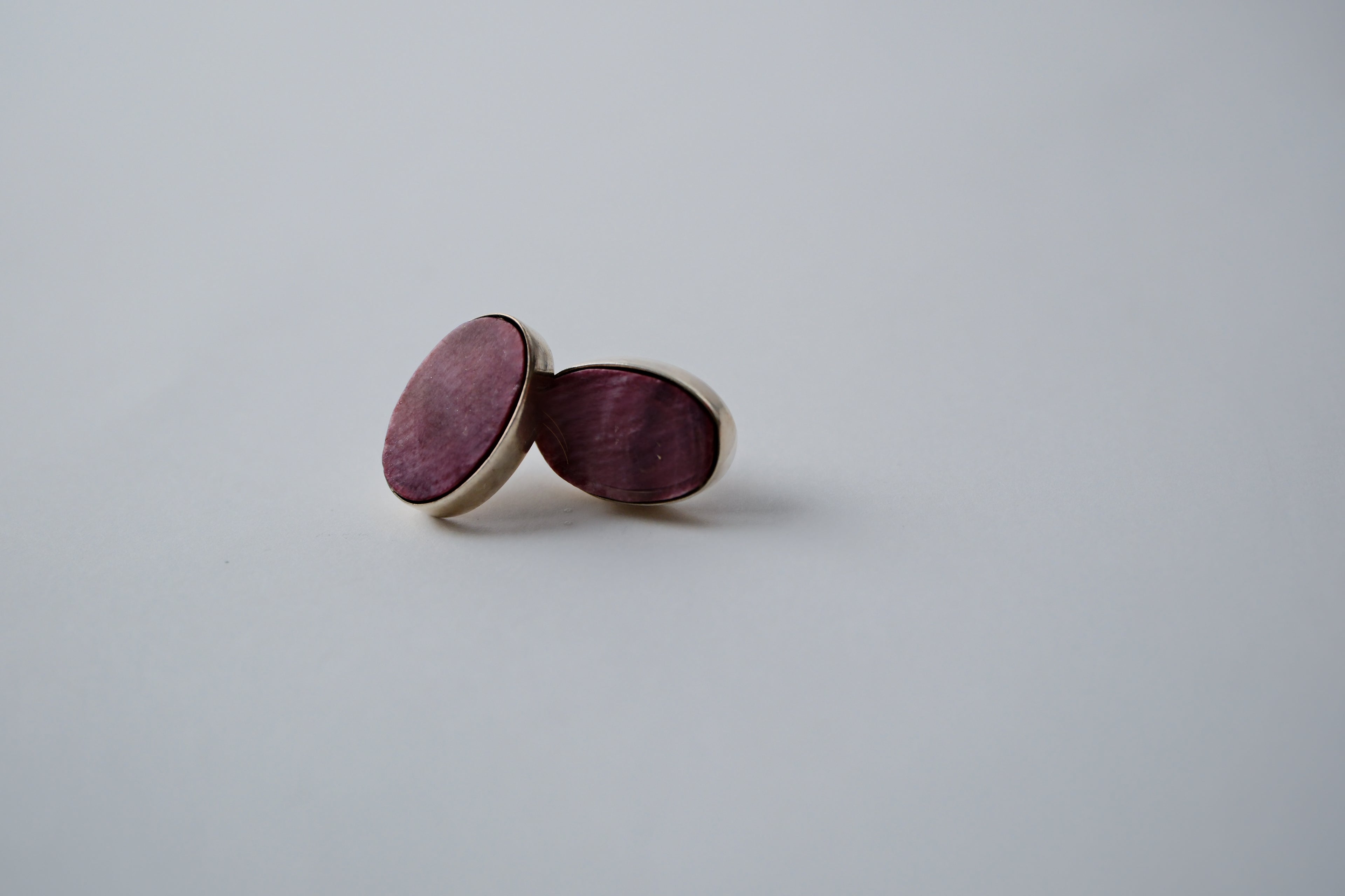 Purple spondylus and sterling silver stud Earrings