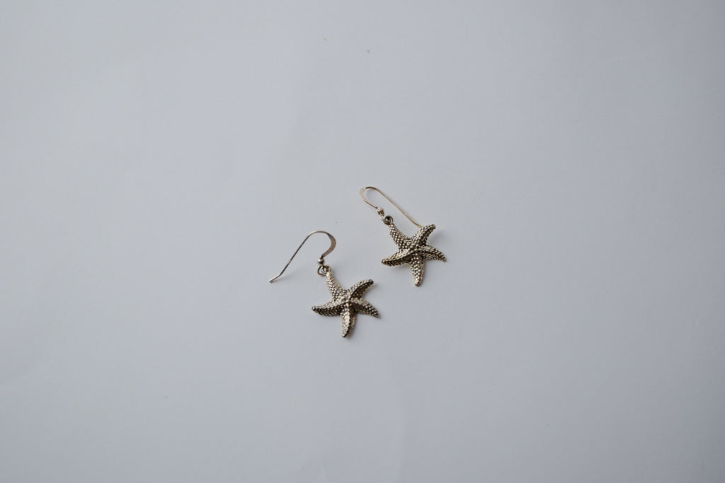 Dangling Starfish Sterling Silver Earrings