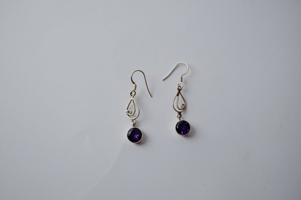 Purple Amethyst Sterling Silver drop Earring
