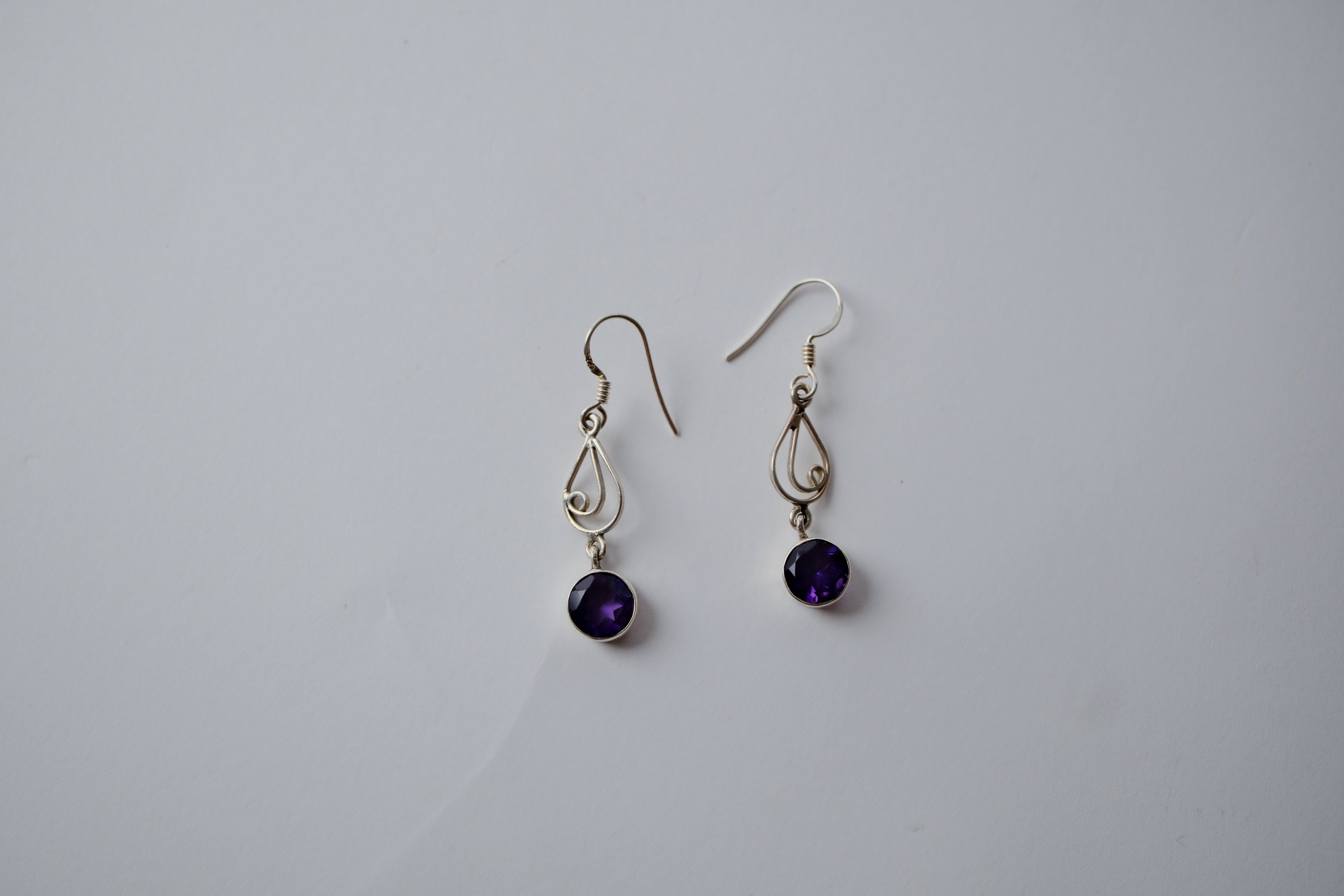 Purple Amethyst Sterling Silver drop Earring