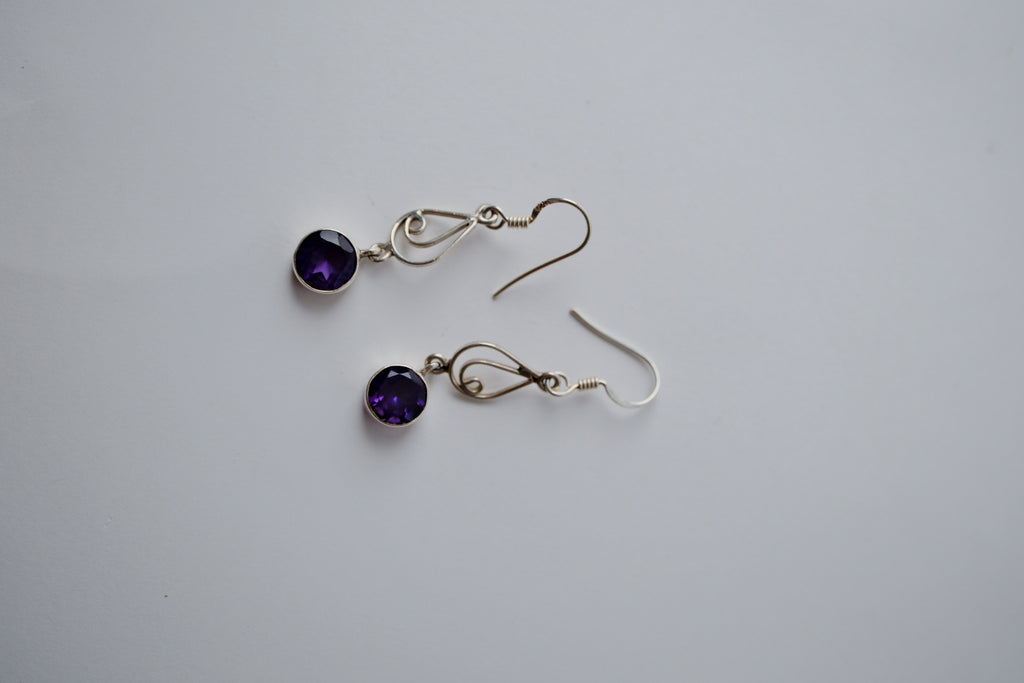 Purple Amethyst Sterling Silver drop Earring