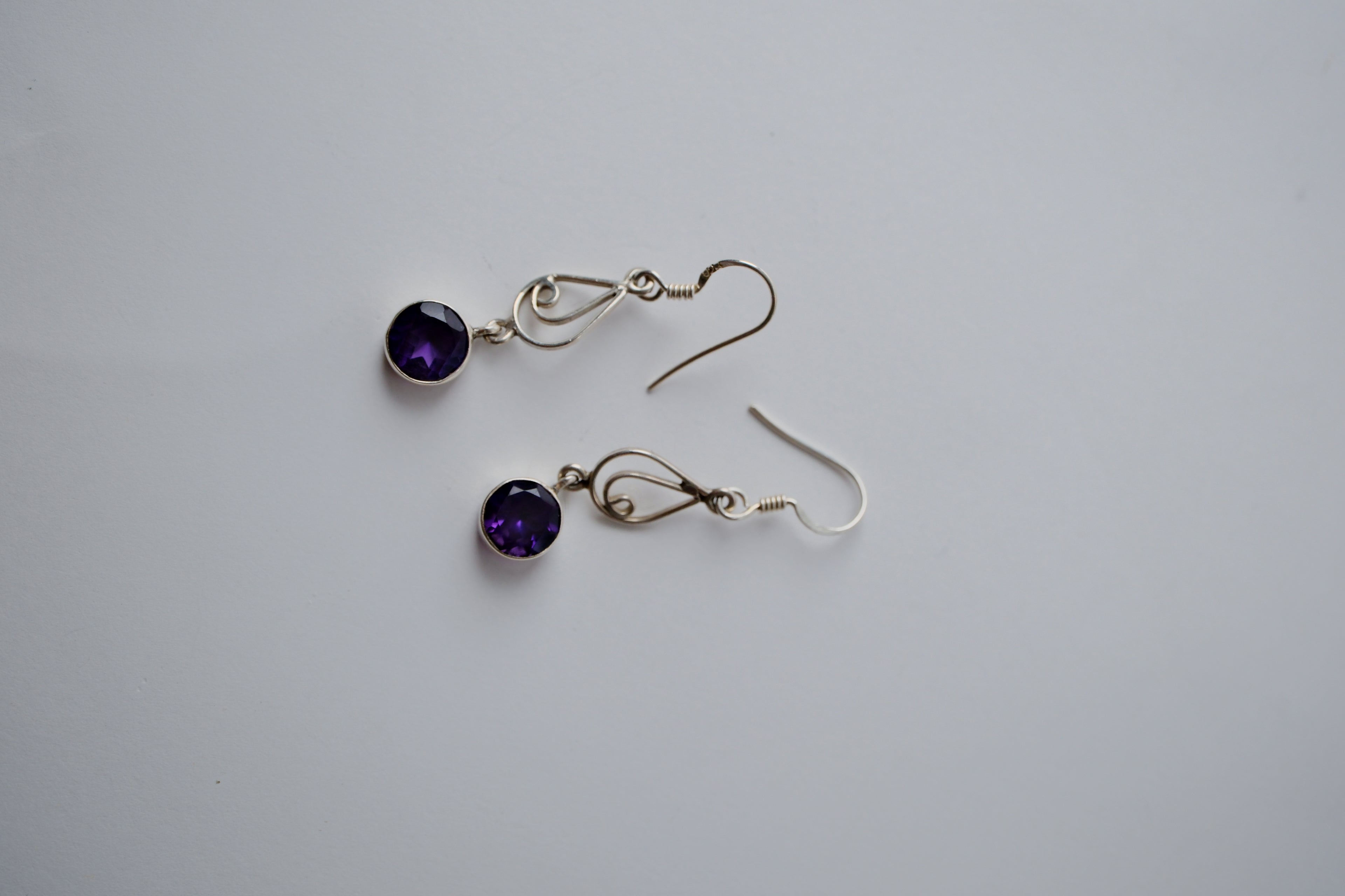 Purple Amethyst Sterling Silver drop Earring