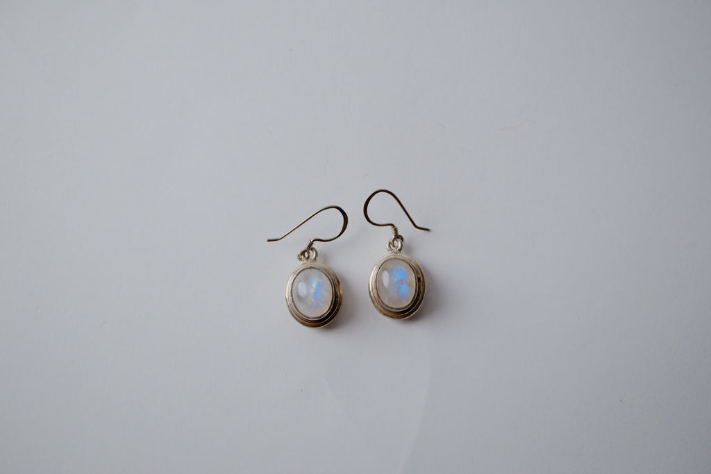 Rainbow Moonstone Sterling Silver Earrings