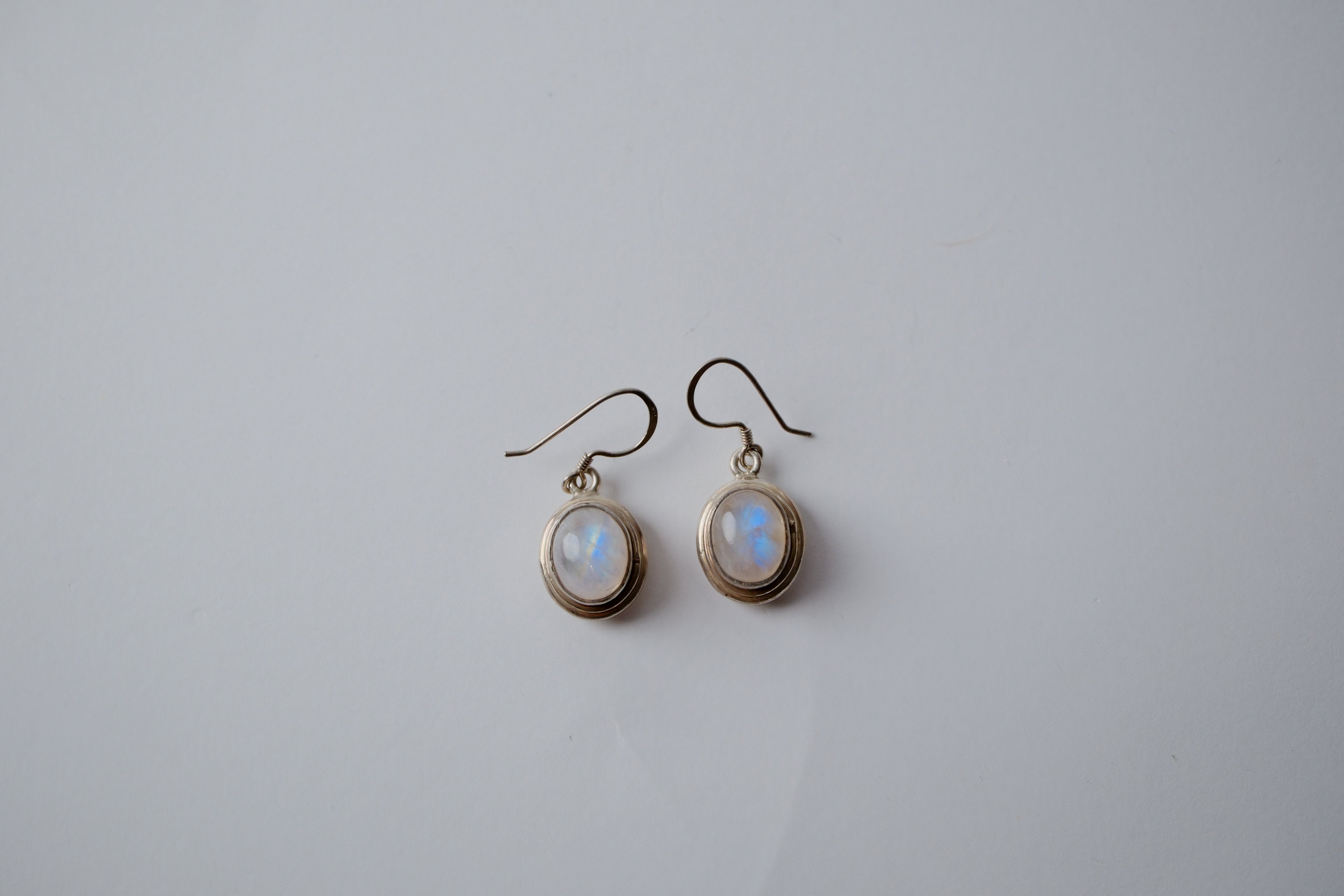 Rainbow Moonstone Sterling Silver Earrings