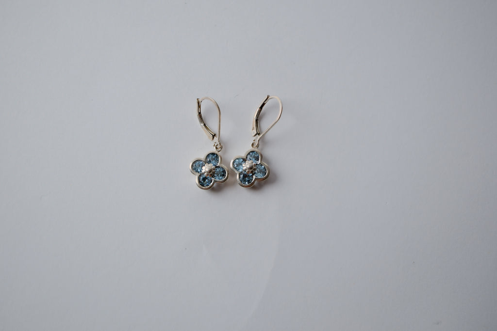 Blue Topaz Flowers Sterling Silver Earrings