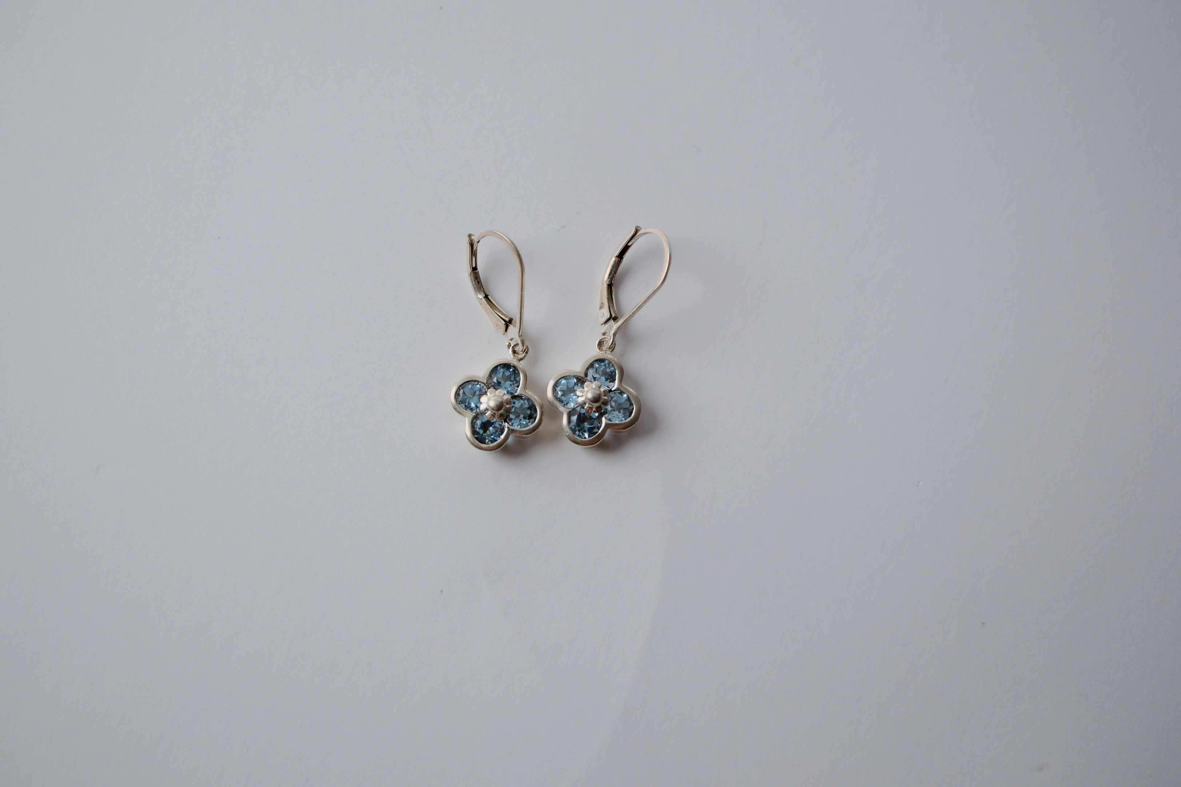 Blue Topaz Flowers Sterling Silver Earrings