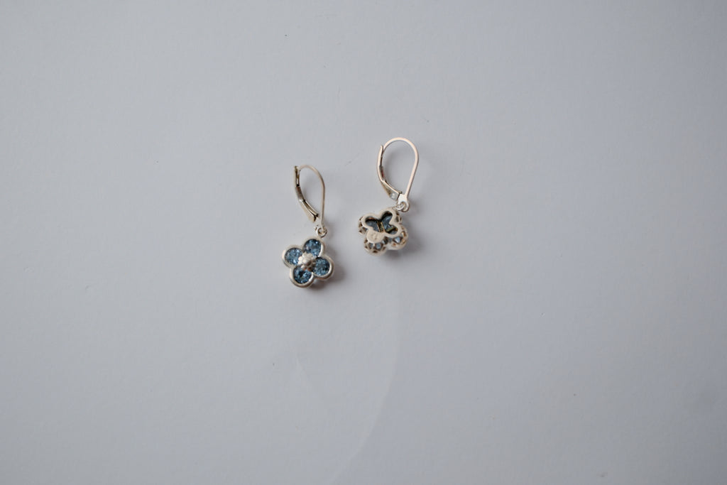 Blue Topaz Flowers Sterling Silver Earrings