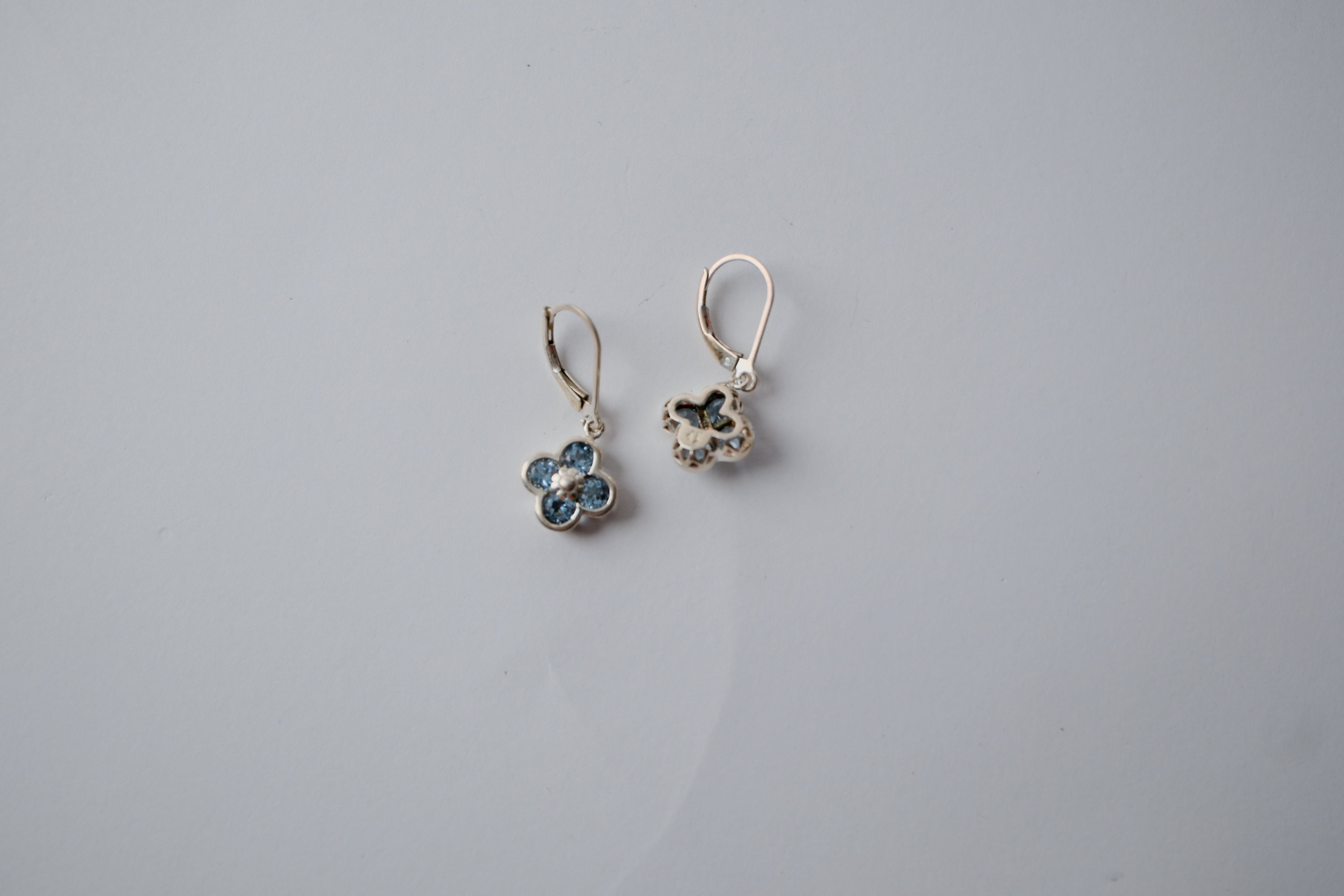 Blue Topaz Flowers Sterling Silver Earrings
