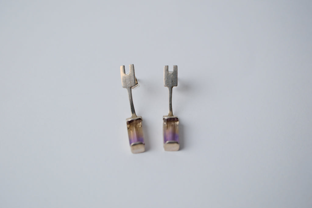 Ametrine sterling silver stud earrings