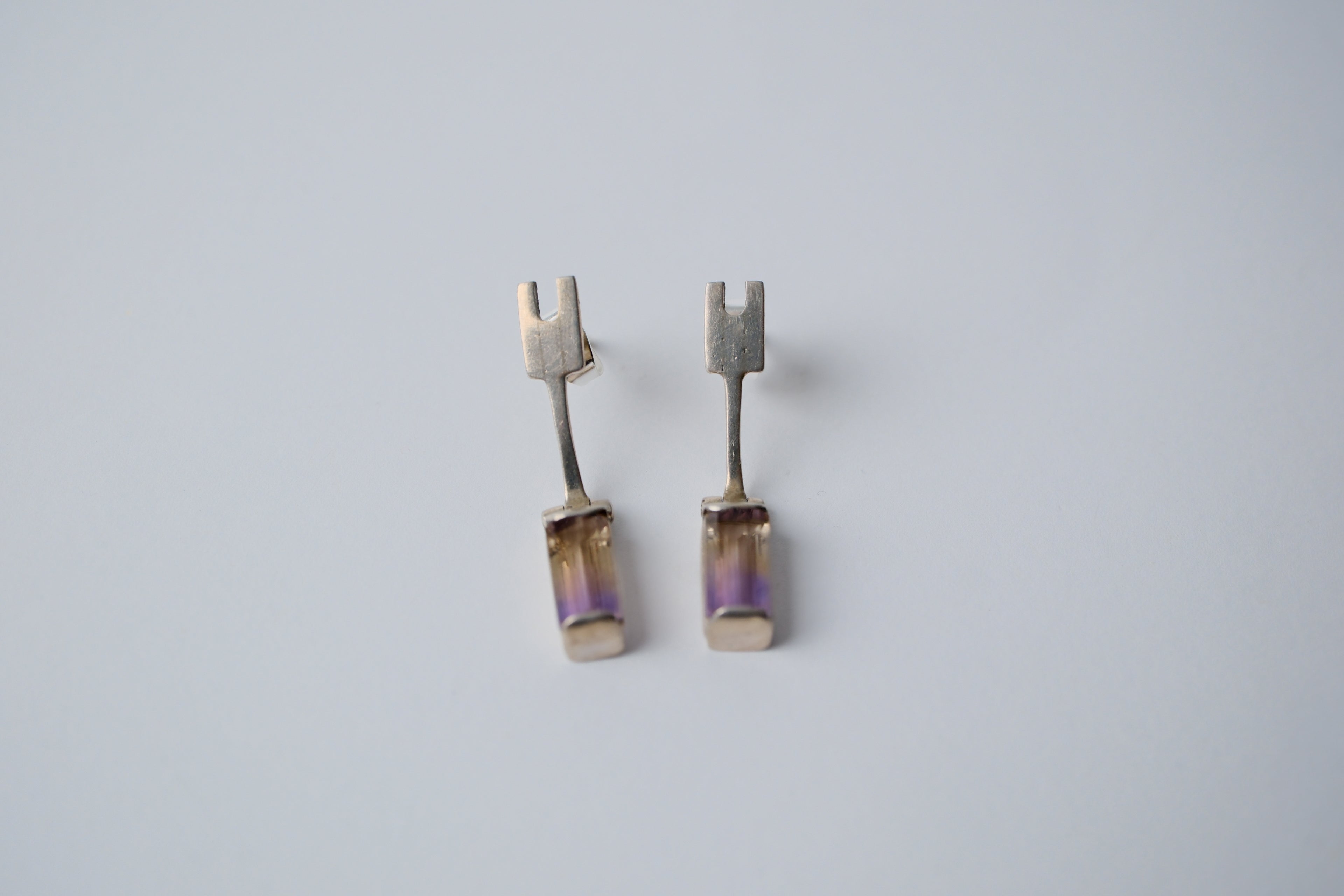 Ametrine sterling silver stud earrings