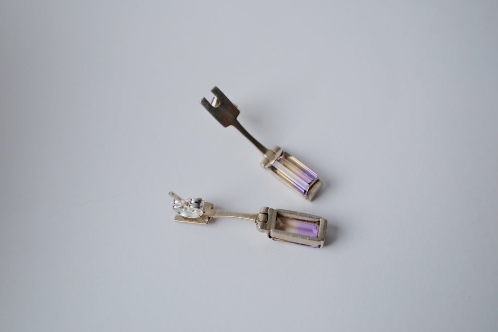 Ametrine sterling silver stud earrings