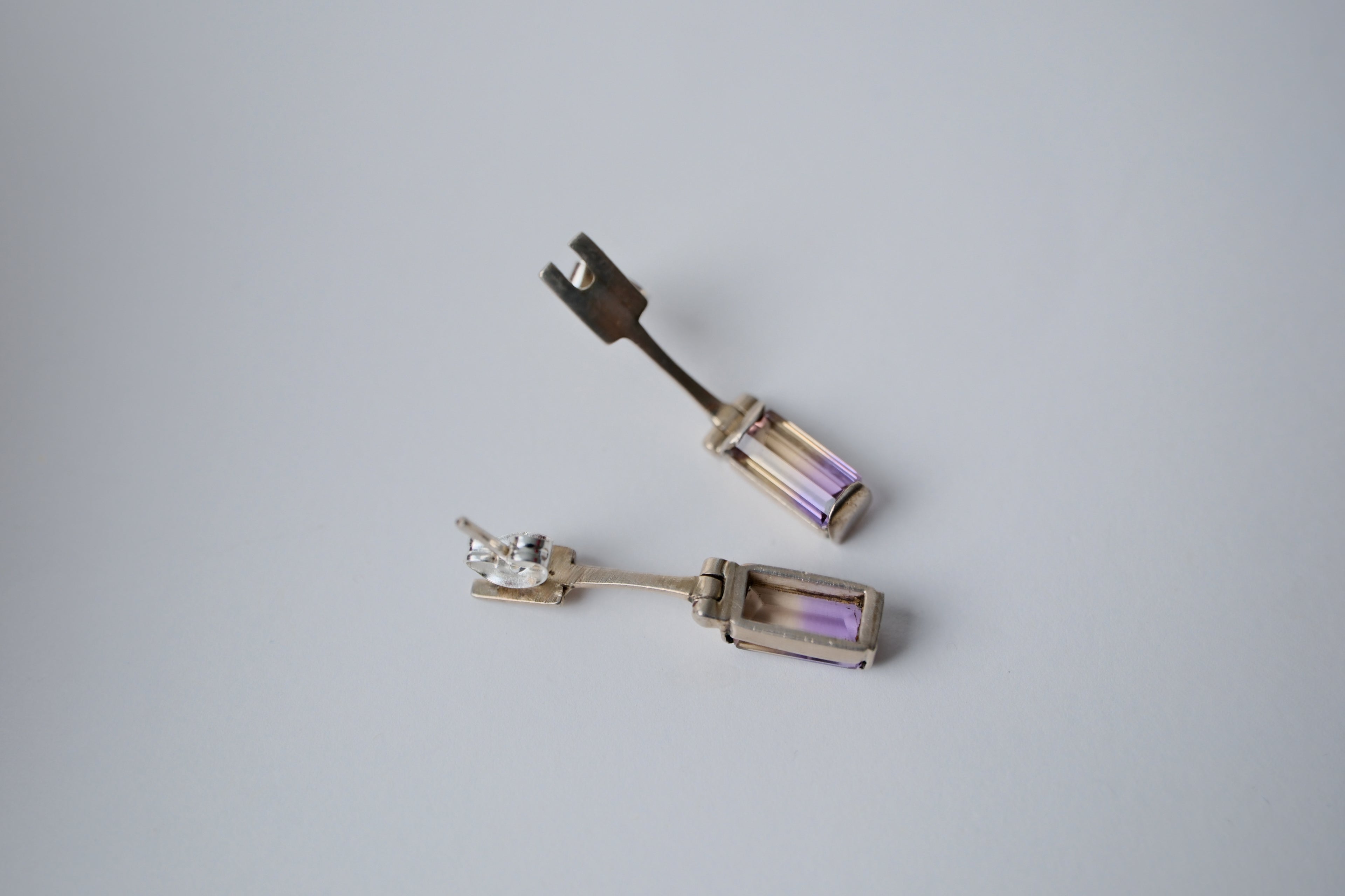 Ametrine sterling silver stud earrings