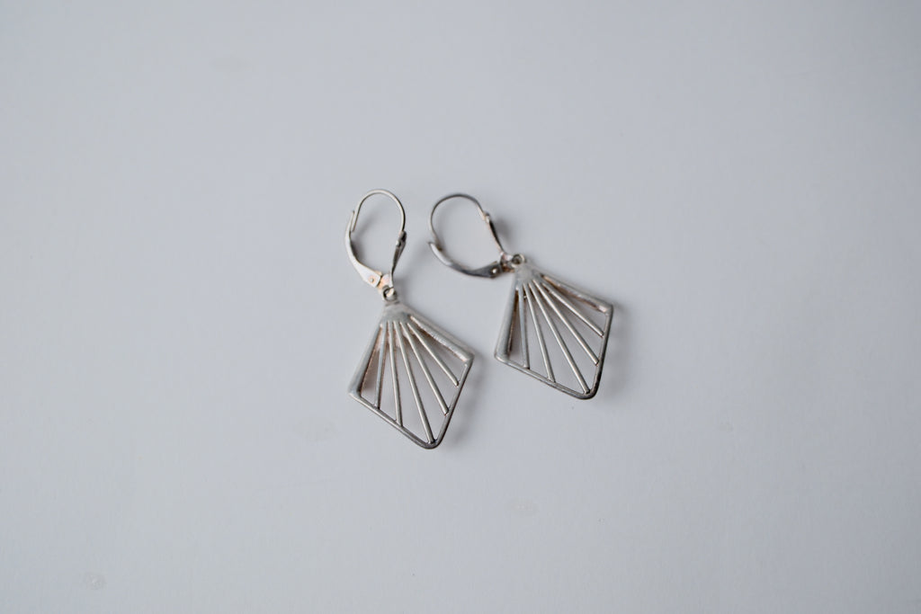 Art deco fan Sterling Silver earrings