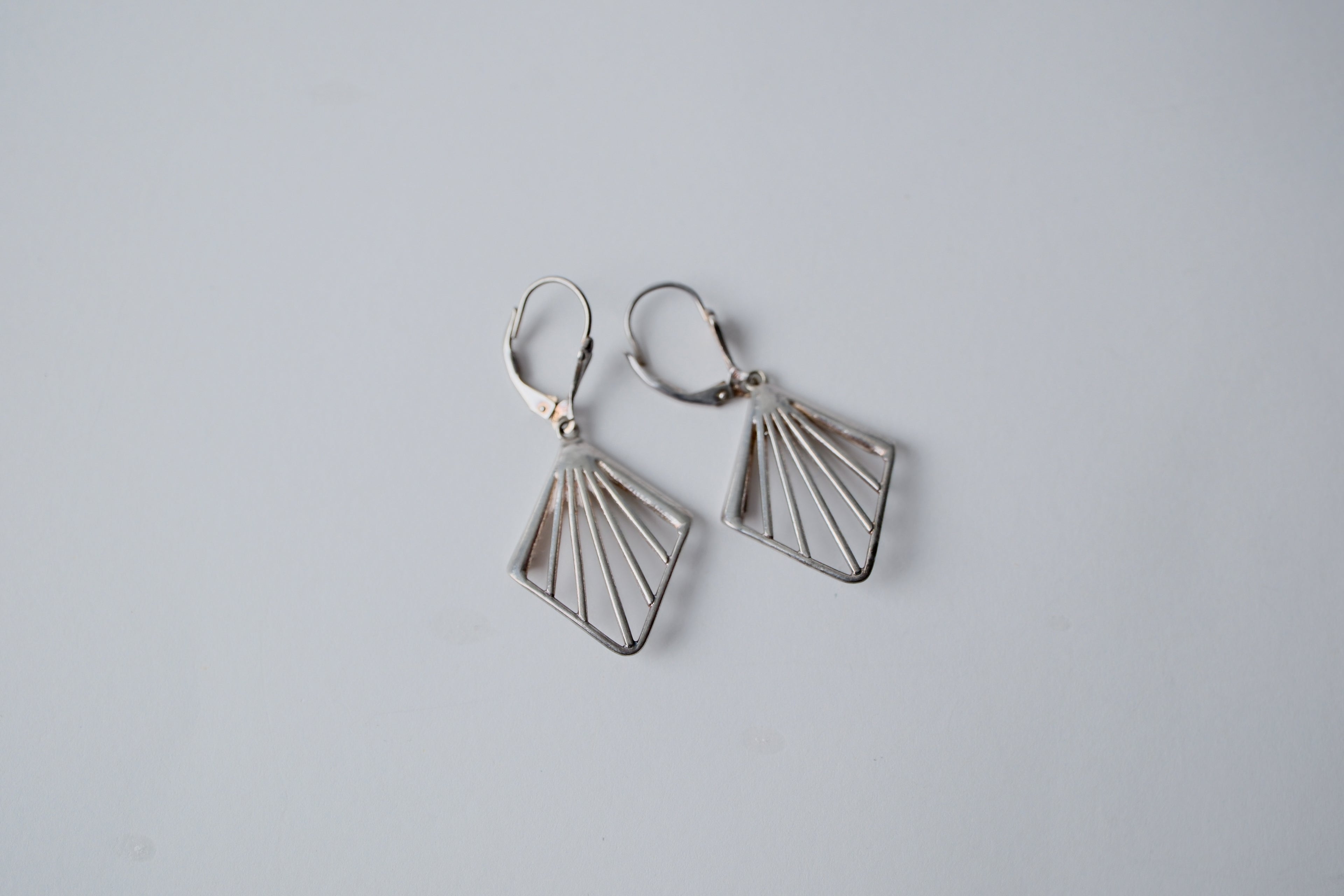 Art deco fan Sterling Silver earrings