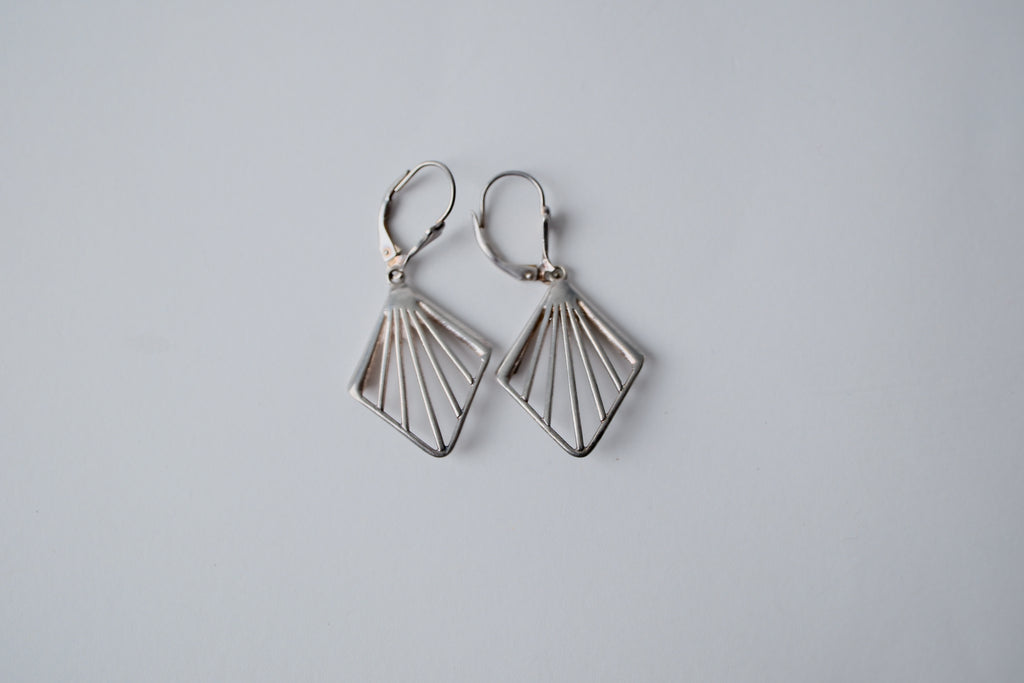 Art deco fan Sterling Silver earrings