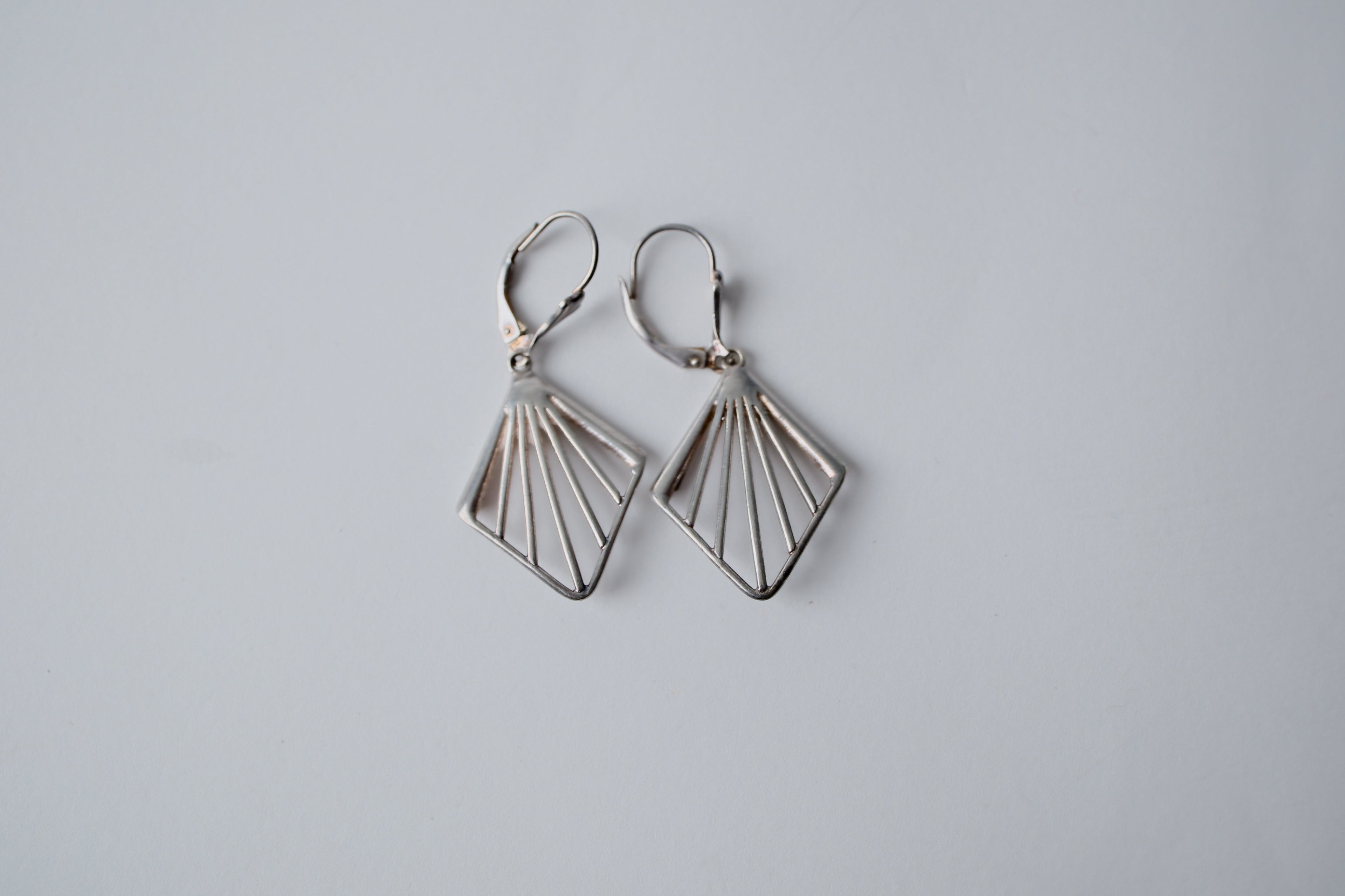 Art deco fan Sterling Silver earrings